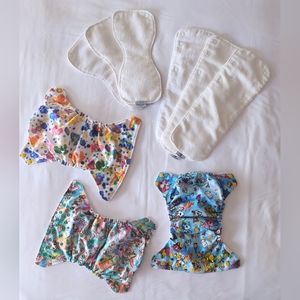 3 Rumparooz One-size Pocket Diapers w Inserts